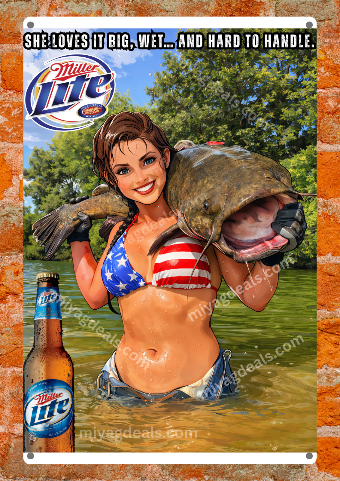 Rolling Rock Beer Sexy Girl Metal Sign Pin-Up Bar Pub Wall Decor Read Des