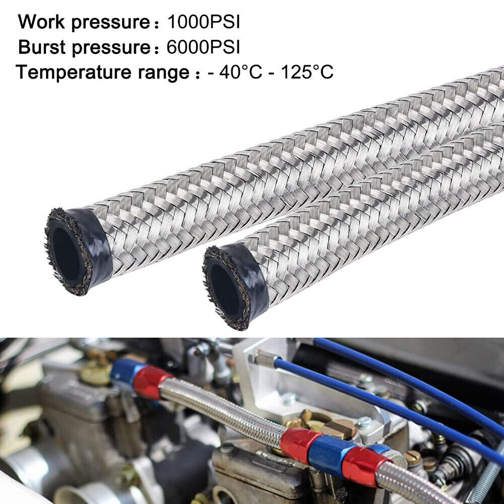 4AN/6AN/8AN/10AN/12AN Stainless Steel Braided CPE Fuel/Oil/Gas Hose Line Silver