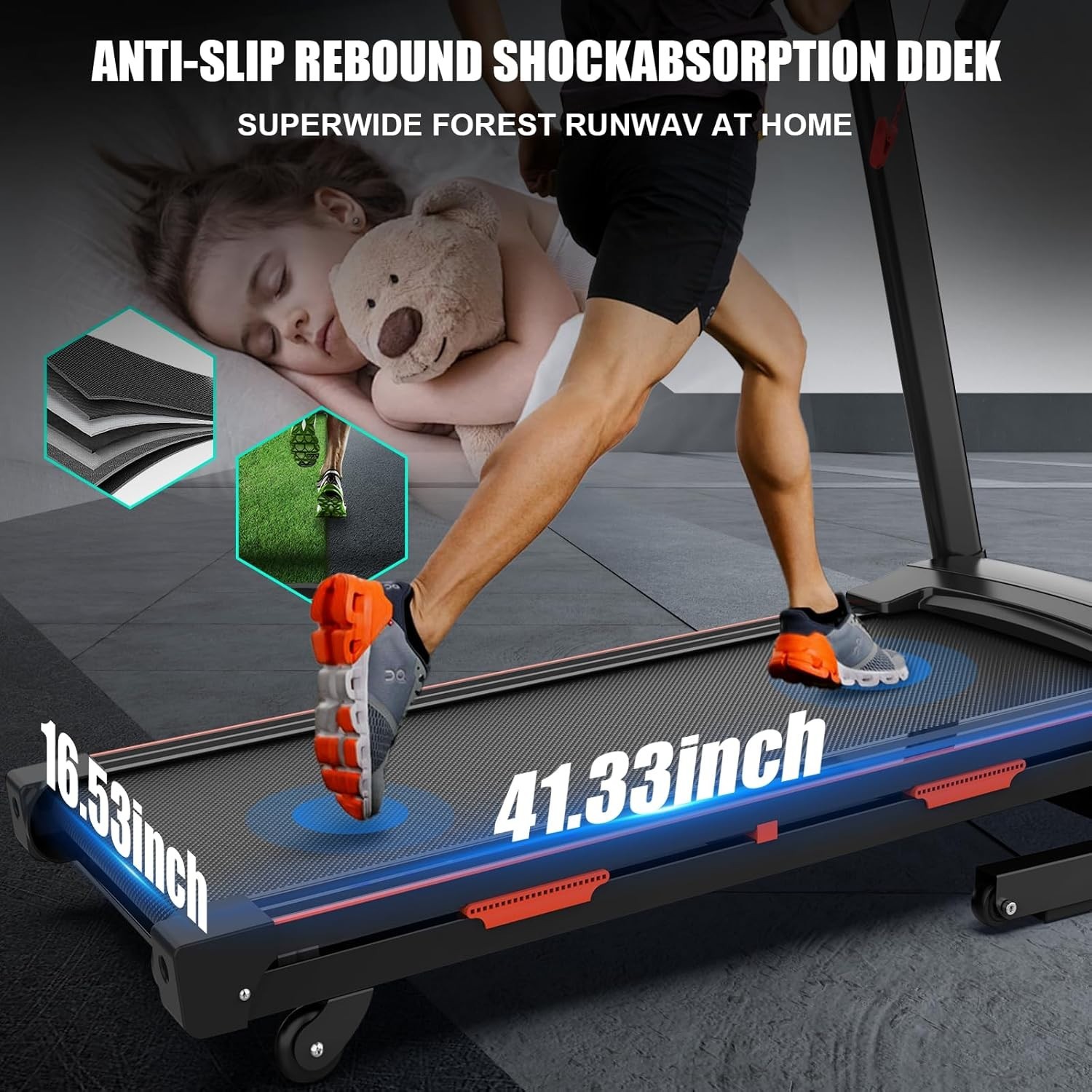 3.5HP Foldable Treadmill for Home w/ 15% Auto Incline 8.5MPH 400LBS Capacity APP