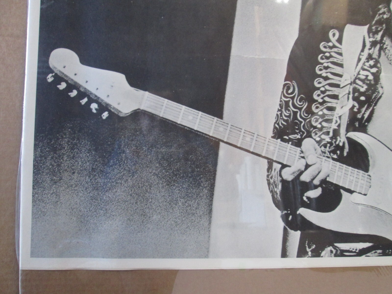 Jimi Hendrix Guitar Rock n' Roll 1970s Vintage Poster black and white Inv#G7699