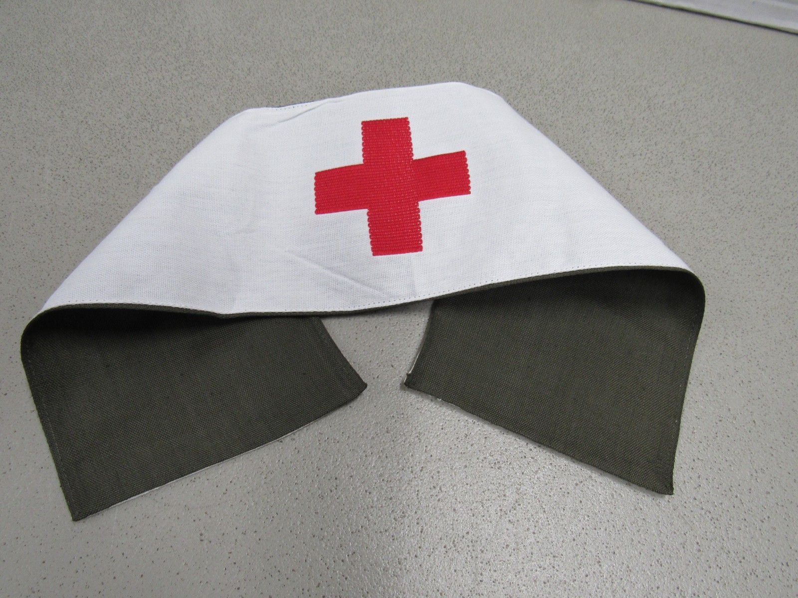 West German Red Cross Armband Cloth OD White Reversible Medic 1960s NOS