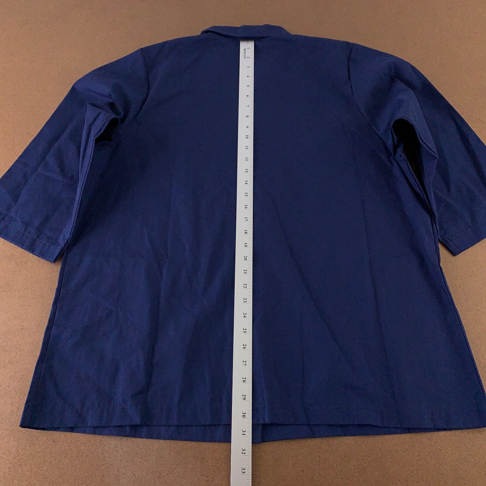 Fame K72 Women's Size XL Navy Blue 3/4 Sleeve Button Front Smock New