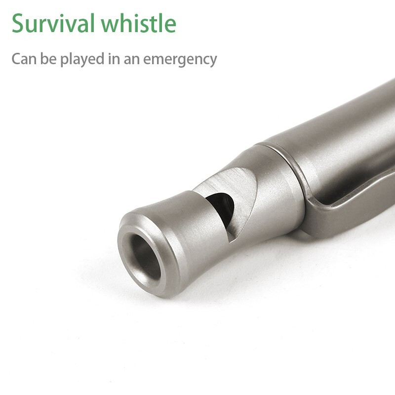 Titanium Survival Whistle Ballpoint Pen – Camping Gear Gift & Collectible Tool