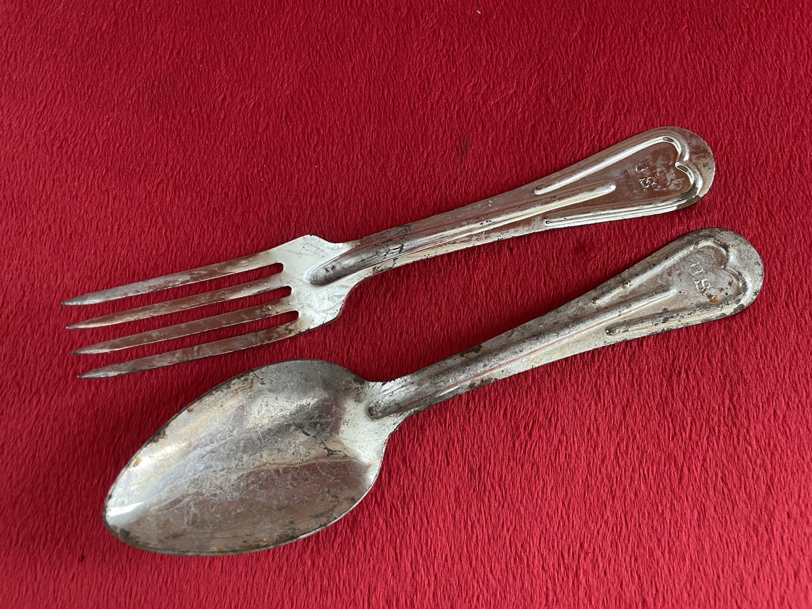 WW1 US Army Mess Kit Utensil Set Spoon Fork 1918 Pair WWI
