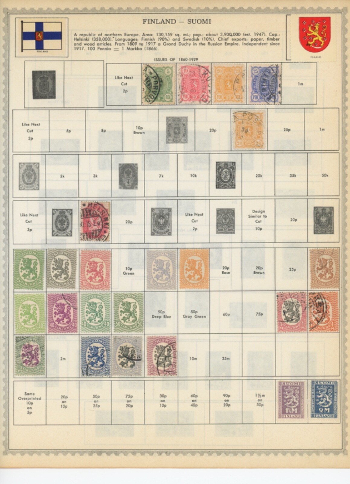 finland stamp collection on minkus pages  110 stamps used    (e650