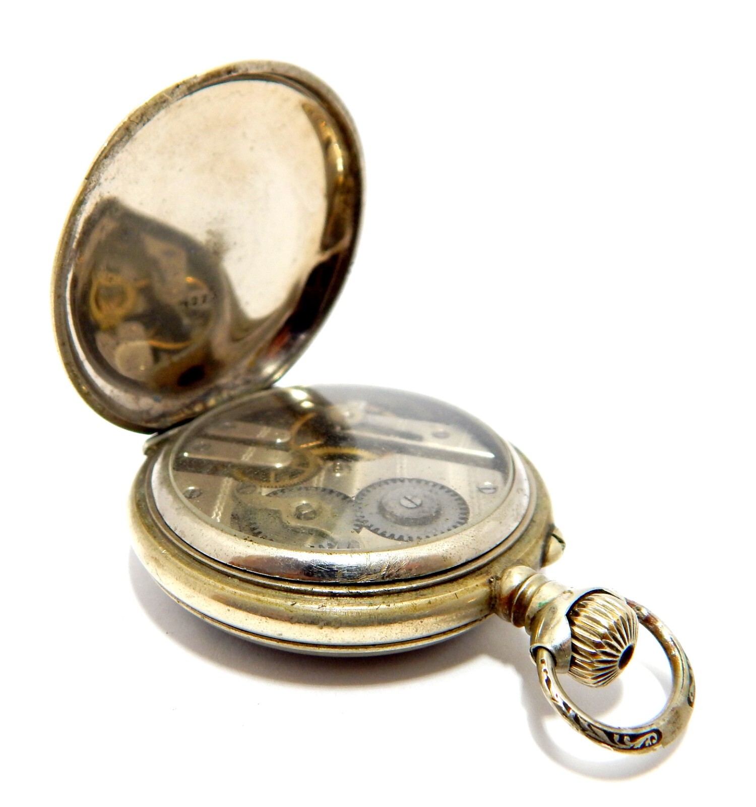 Pocket Watch Open Face Dial Porcelain Case Steel 50mm 1920c To Restore Parts