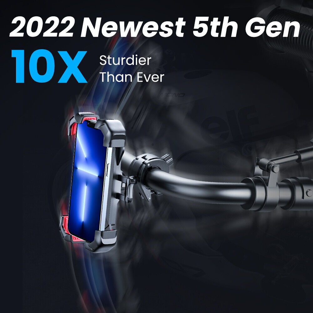 Motorcycle Phone Mount Auto Lock 100mph Military Anti-Shake Bike Phone Holder US