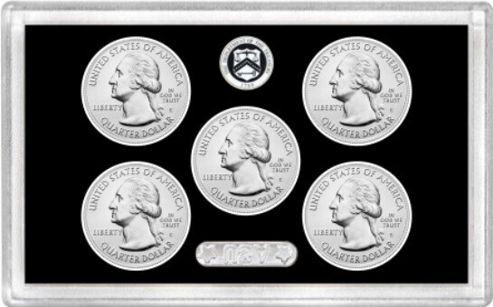 2017 S 225th Anniversary United States Mint Enhanced Uncirculated 5 Quarter Set
