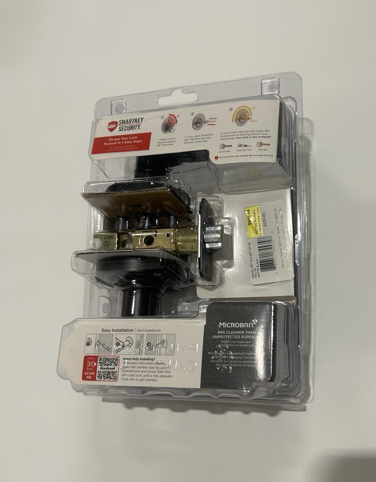 Kwikset Hollis Round Matte Black Keyed Entry Door Handle with SmartKey Security