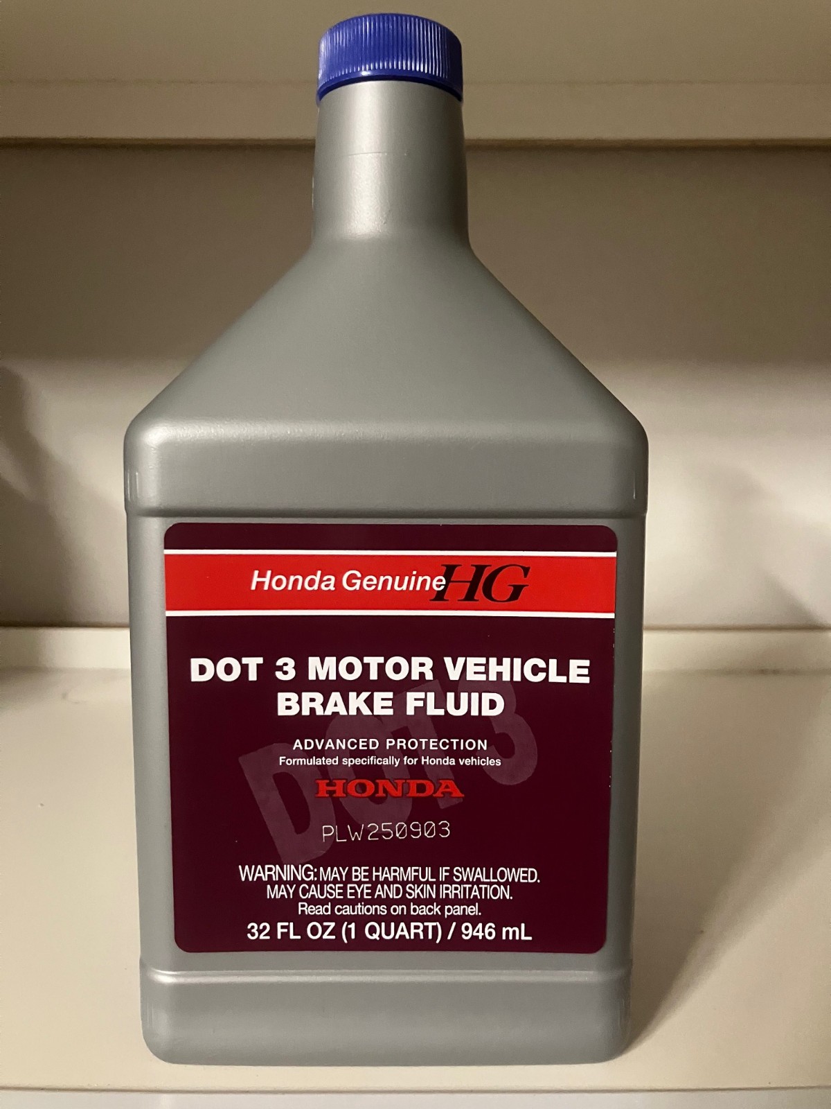 1 QT Honda Brake Fluid - 1 Quart Bottle - DOT 3 Brake 08798-9108