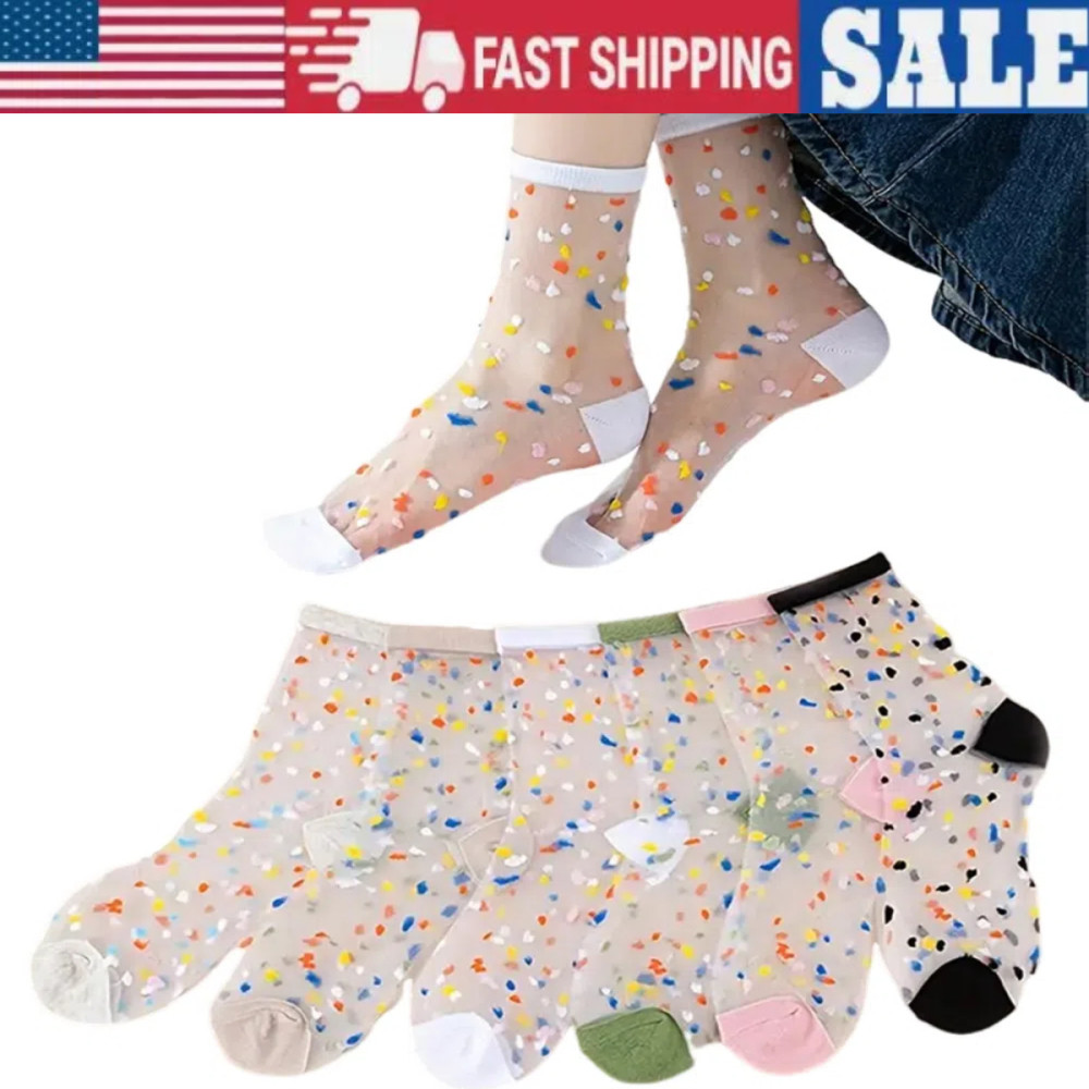 6 Pairs Silky Thin Middle Tube Socks Soft & Breathable Spring/Summer Silky