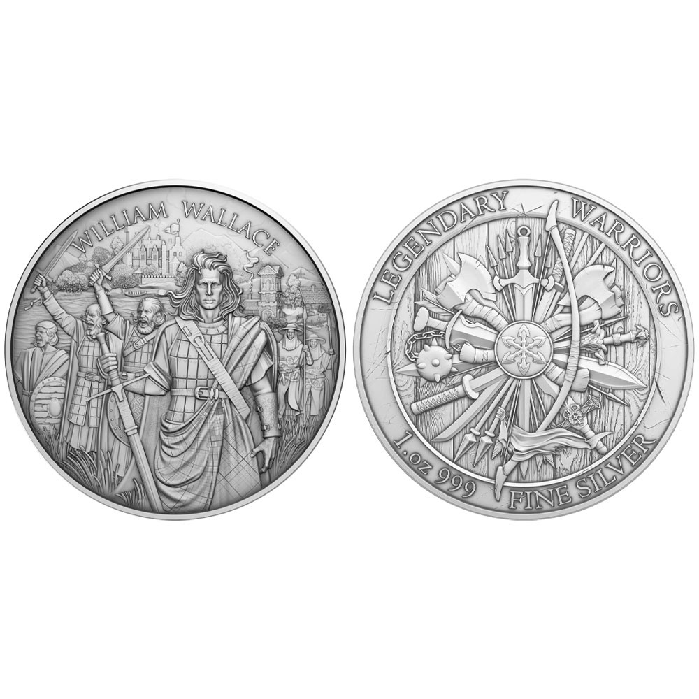 1 Troy oz William Wallace Design .999 Fine Silver Round