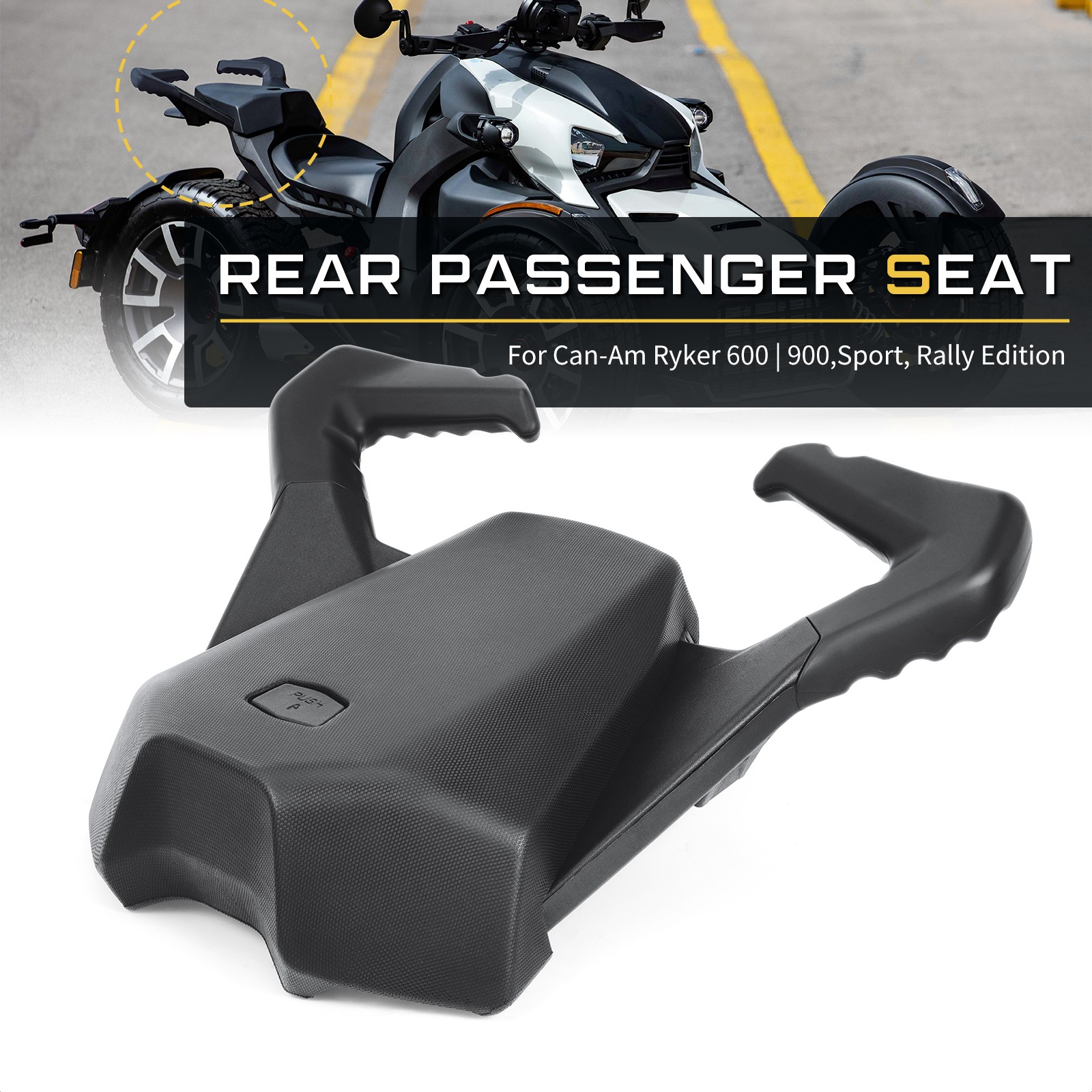 Rear Passenger Seat with Grab Handles For Can Am Ryker 600 900 2019-24 2025 2026