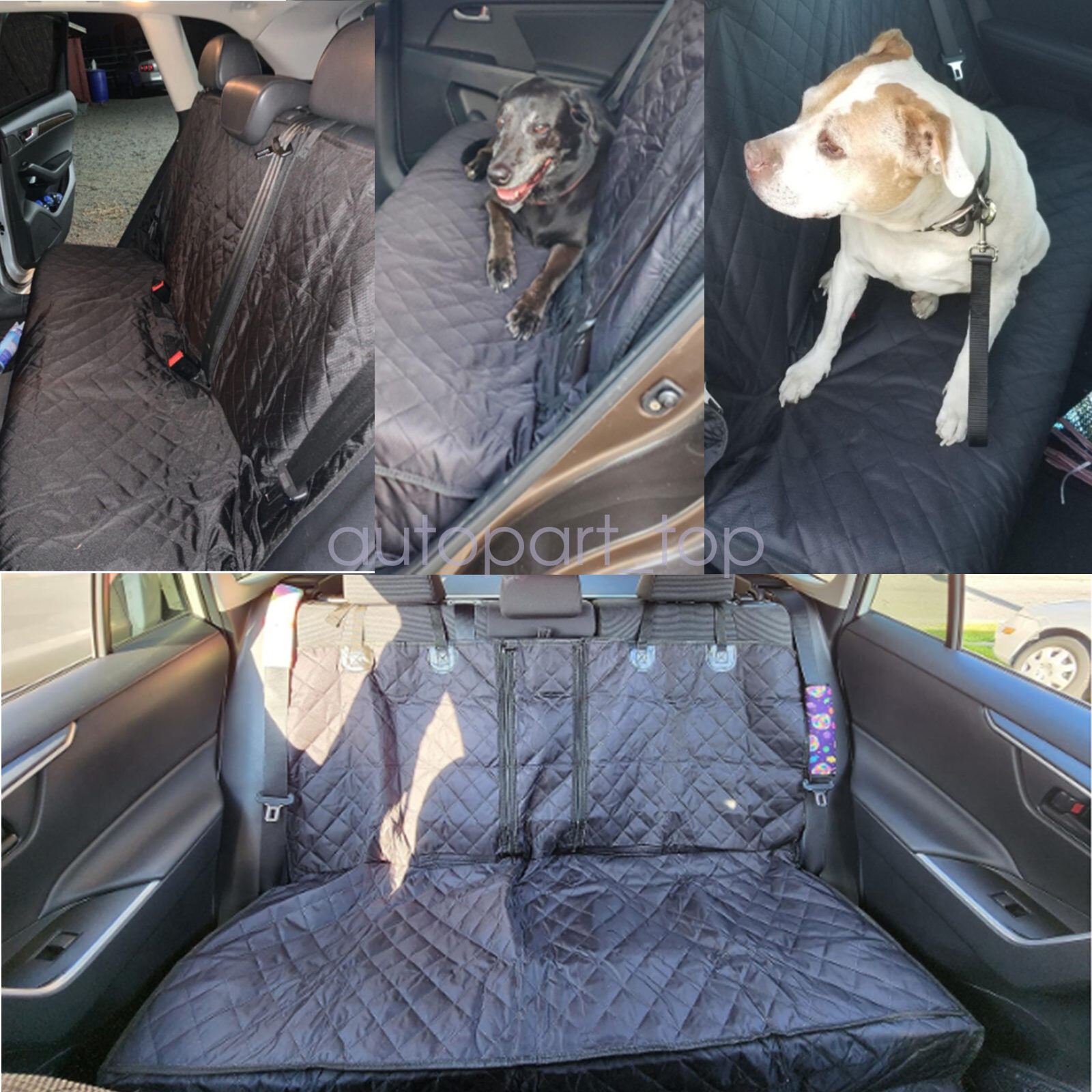 Seat Cover Rear Back Car Pet Dog Travel Waterproof Bench Protector Luxury -Black