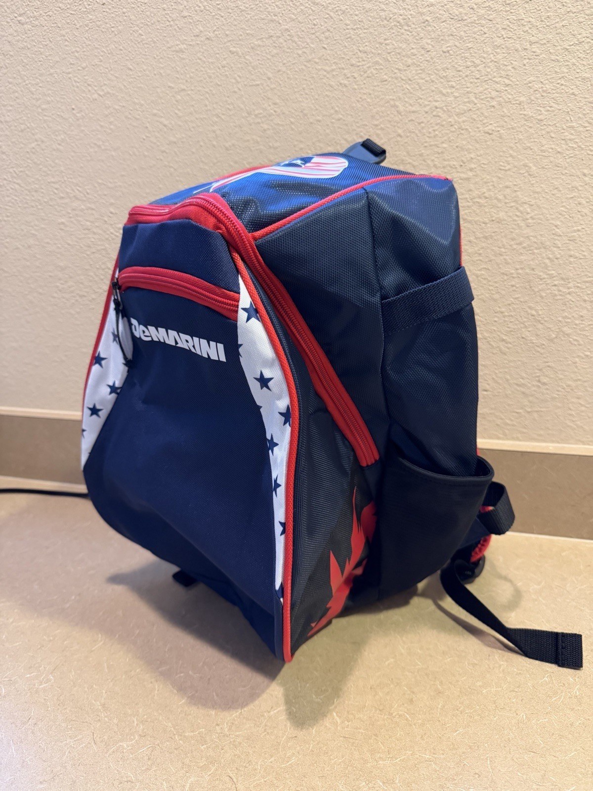 DeMarini Voodoo Junior Baseball Backpack USA Stars Red White Blue NEW NWT