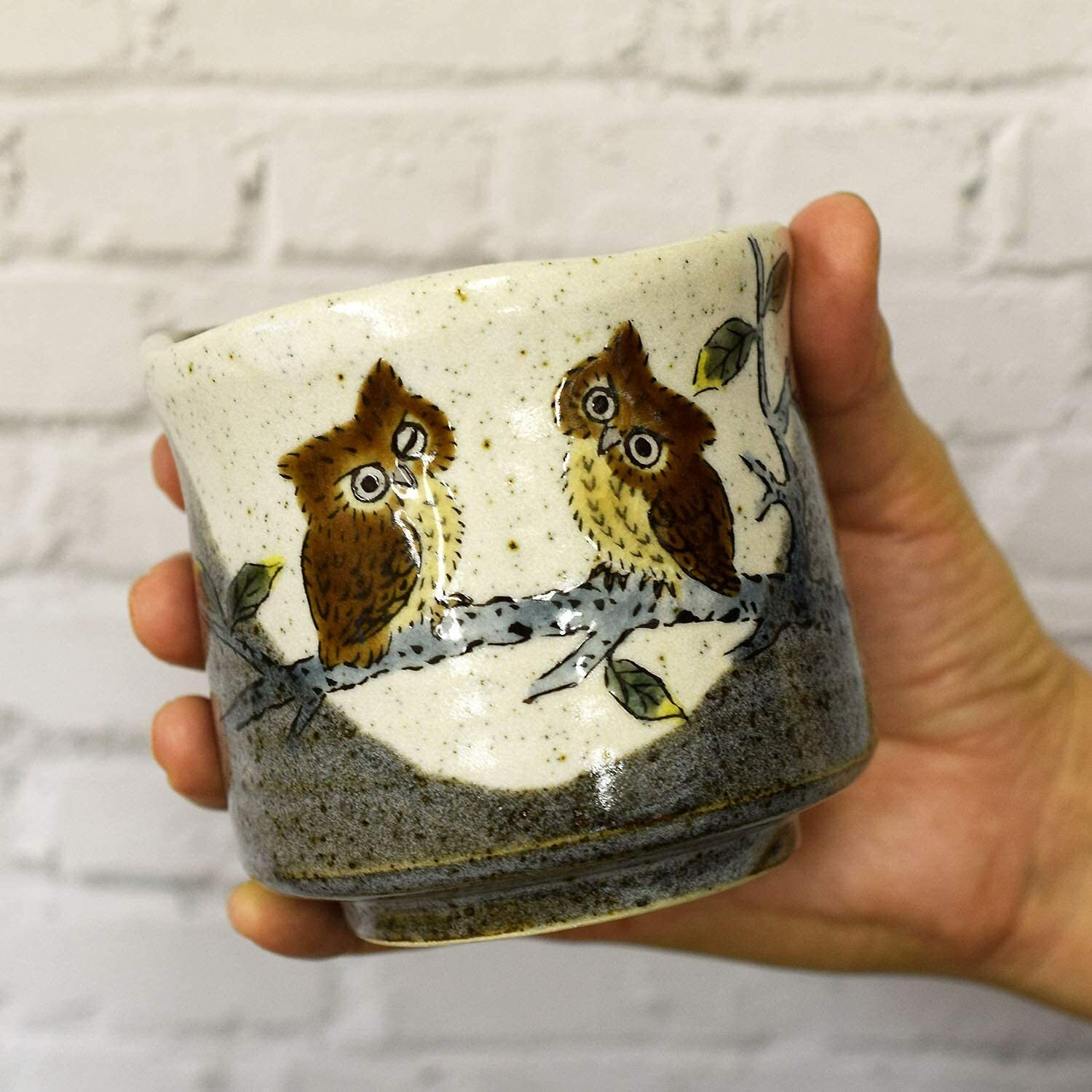 KUTANI YAKI ware Japanese Yunomi Tea Cup Owl 4775