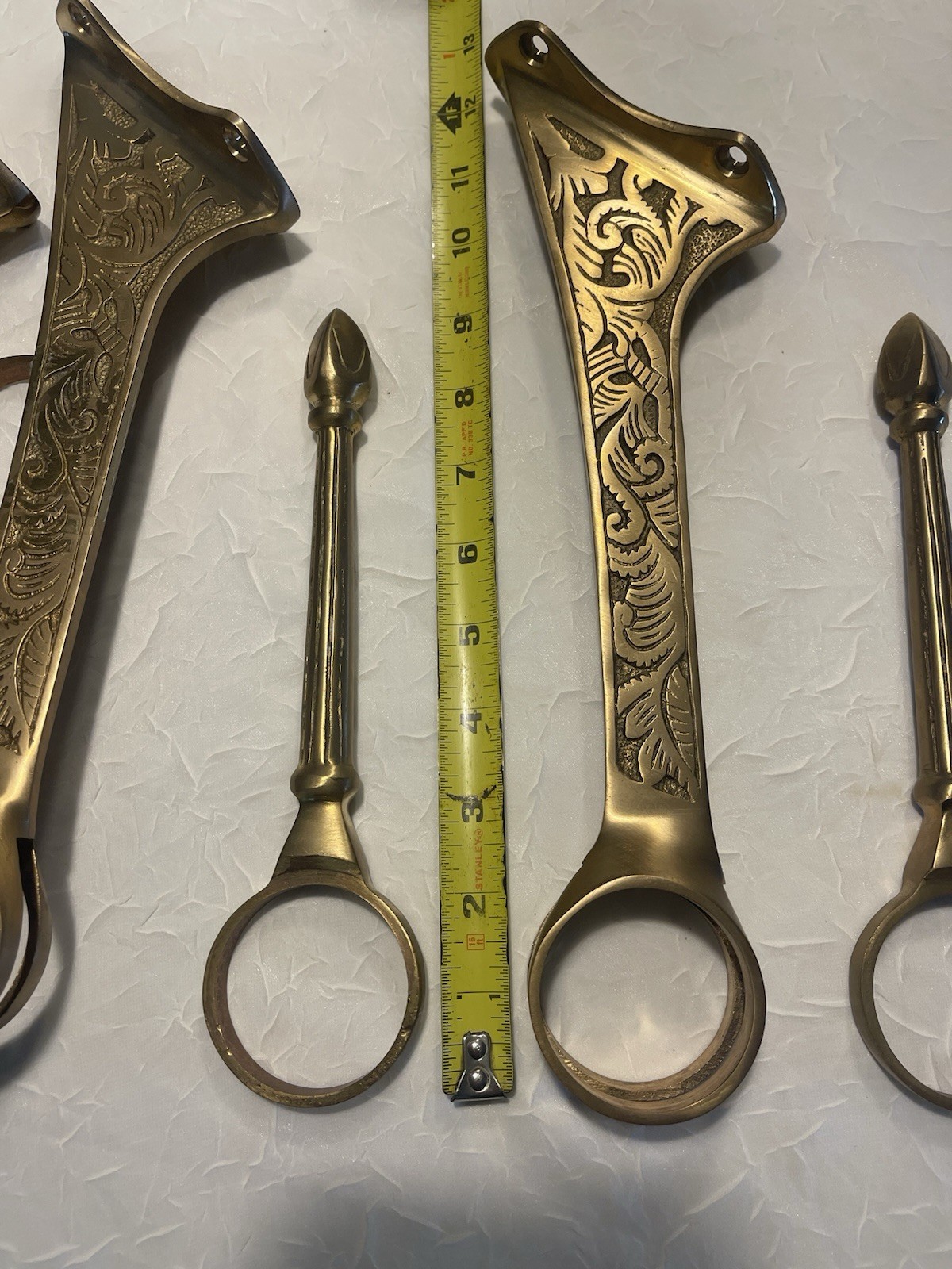 Set Of 3 Swing Arm Cast Solid Brass Bar Foot Rails, 2 inches