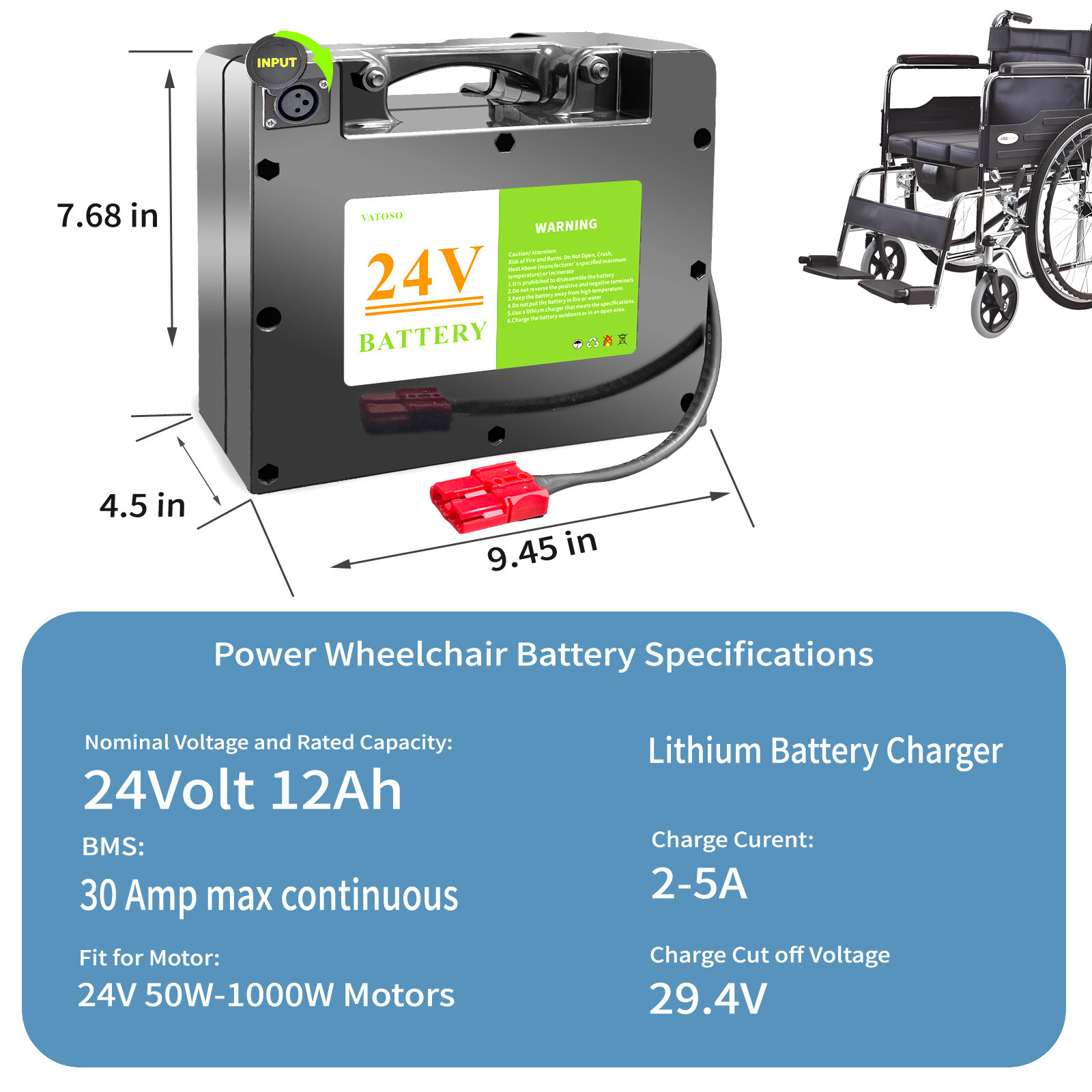 24V12Ah Lithium power Battery for Electric Wheelchair