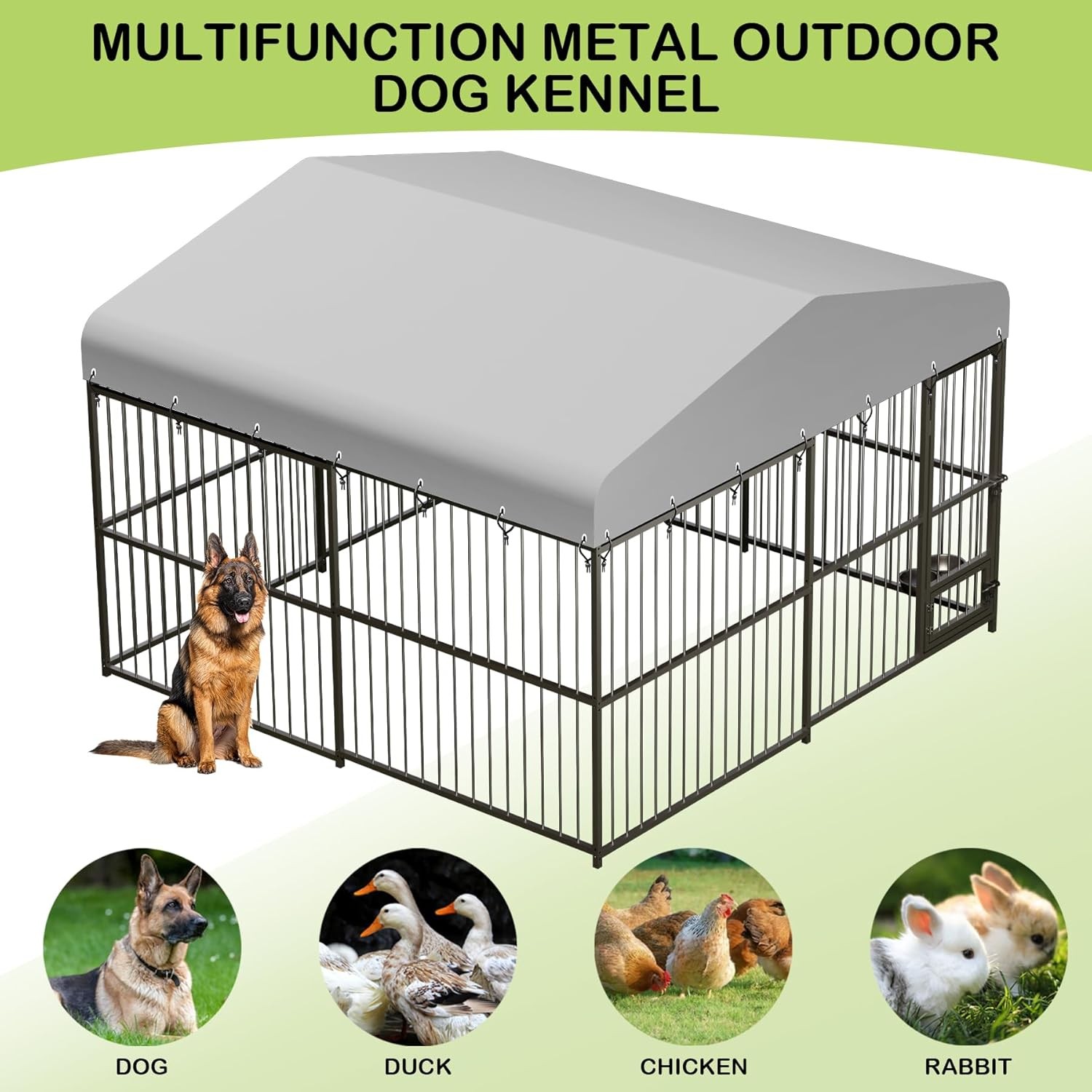 Heavy Duty Dog Kennel Pet Metal Playpen Large Animal Cage Outdoor 10x10x6FT