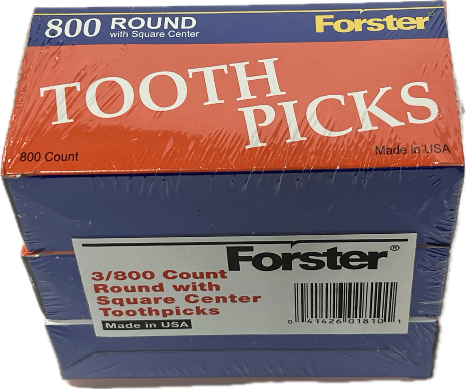 3/800 Forster Round with Square Center Wooden Toothpicks USA Birch Wood