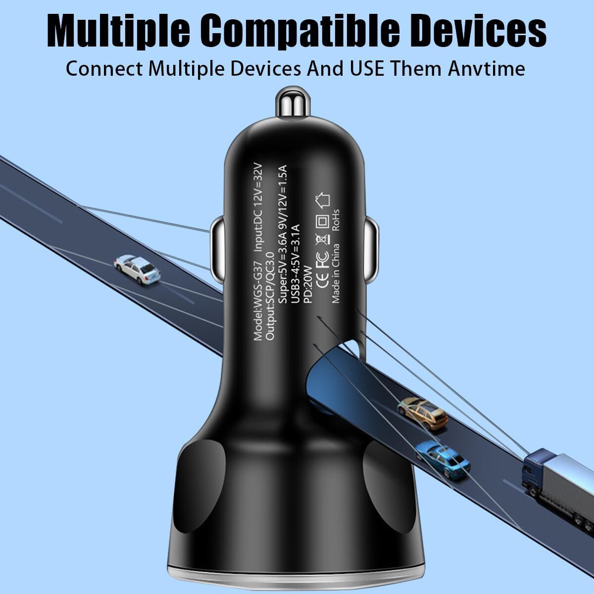 4 USB Port Super Fast Car Charger Adapter for iPhone Samsung Android Phone LOT