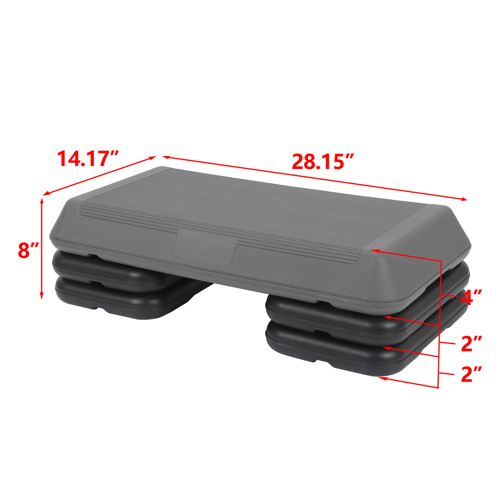 28" Aerobic Step Trainer Adjustable Exercise Non-Slip Surface Platform Stepper