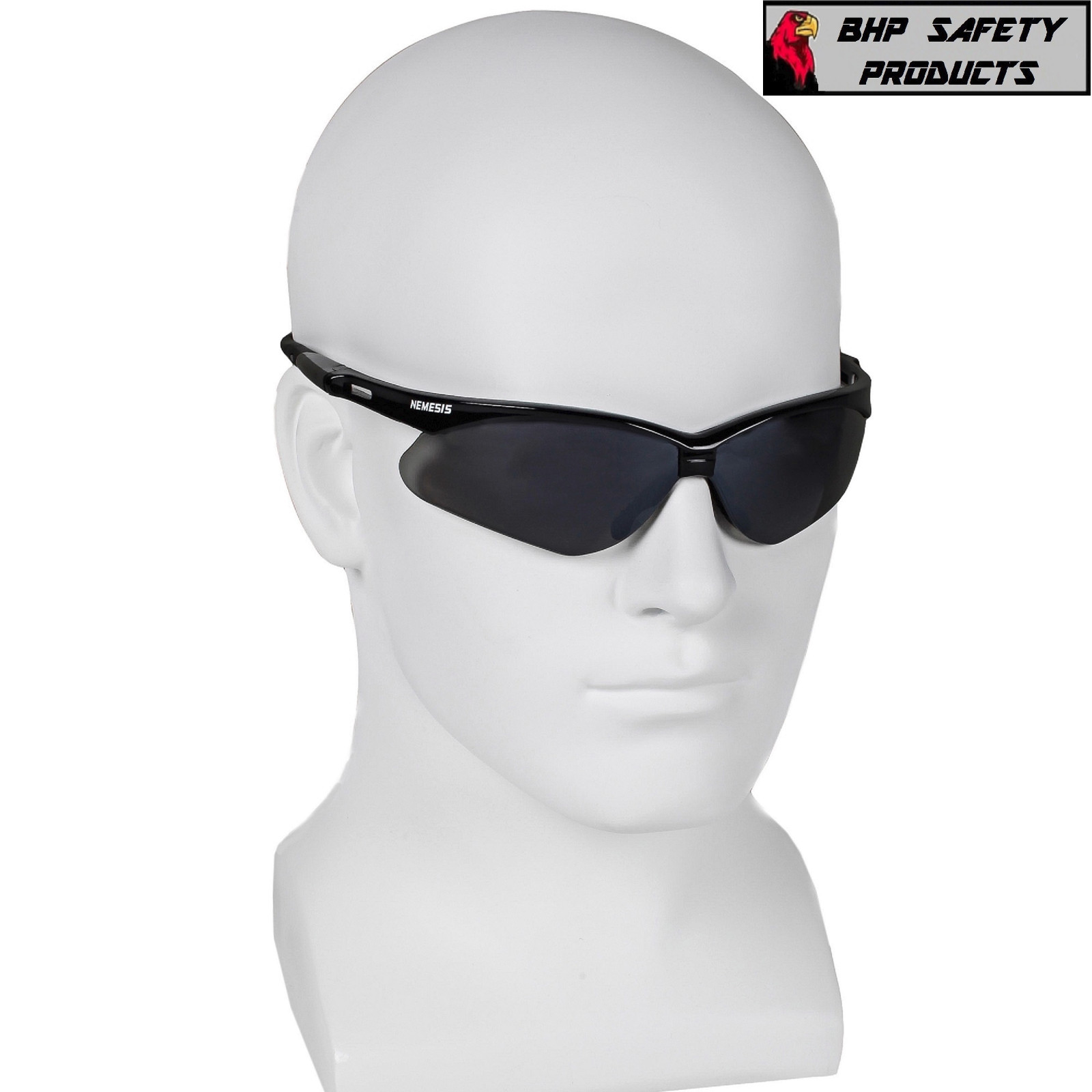 3 PAIR NEMESIS SAFETY GLASSES SUNGLASSES BLACK SMOKE MIRROR LENS GRAY 25688