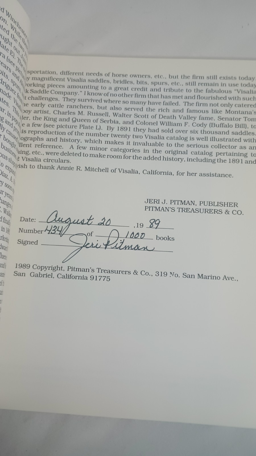 Visalia Stock Saddle CO Catalog 1923 Reproduction Jeri Pitman