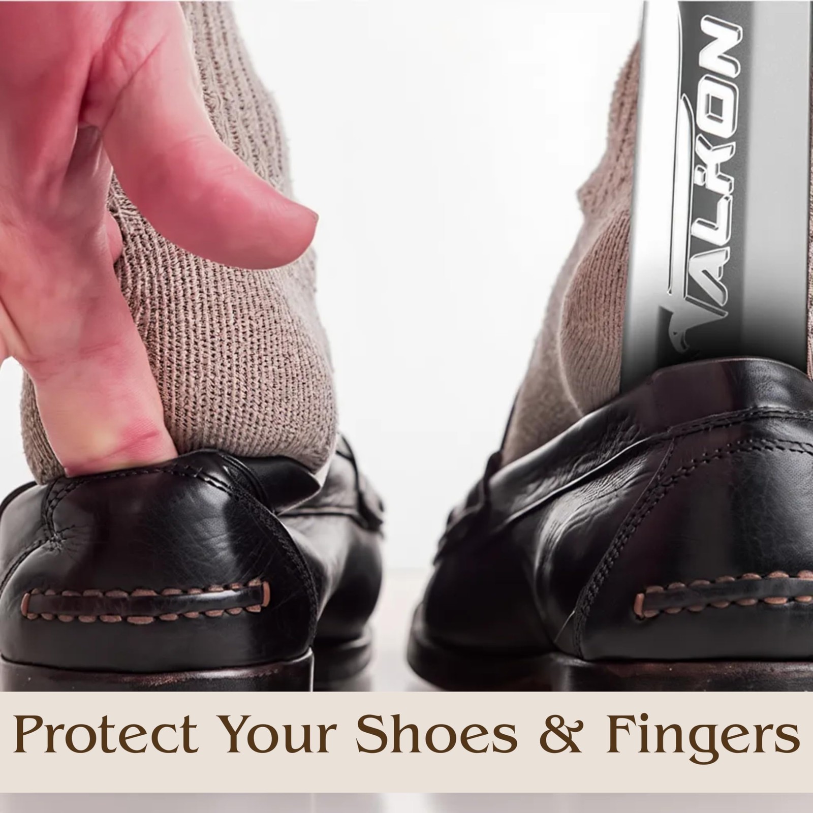 FALKON Shoe Horn Long Handle for Seniors & Elderly - 2 x 16.5” Silver