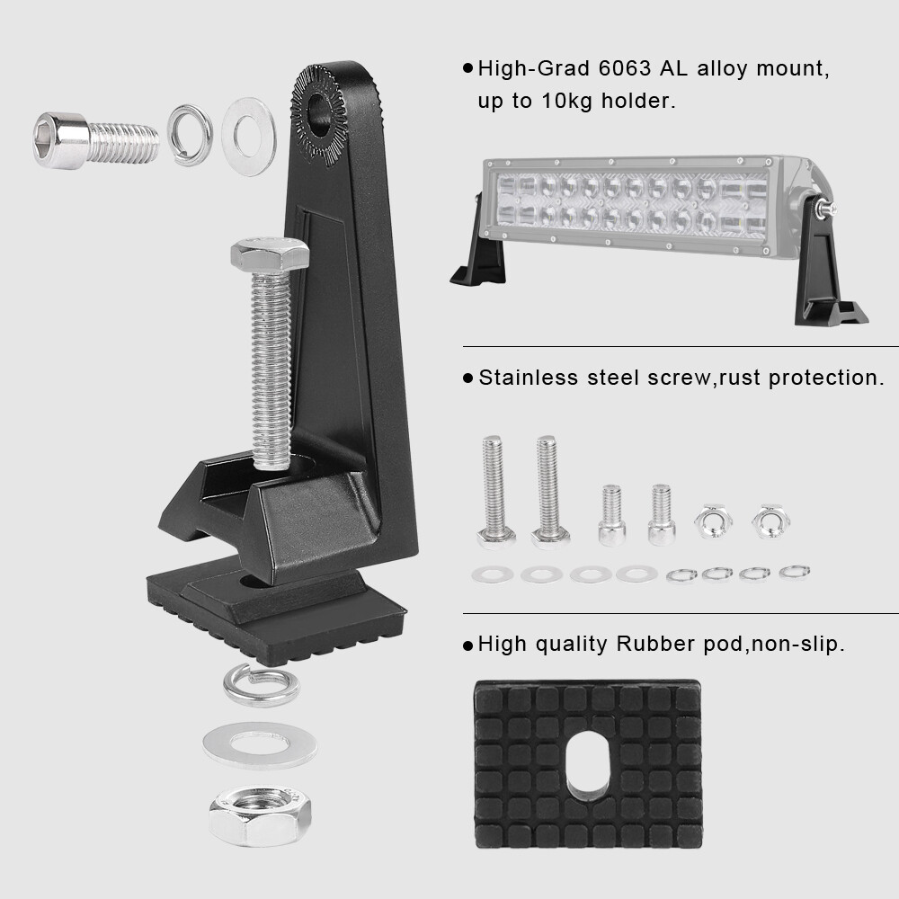 2x LED Light Bar Mounting Brackets 360° Side Rotating Al Alloy Holder Universal