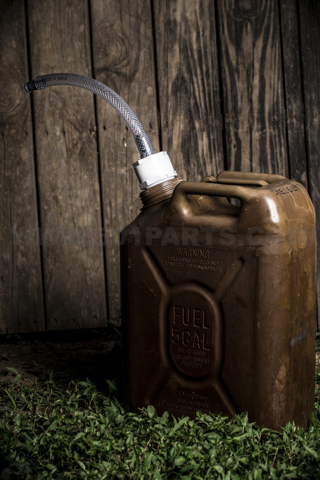 Military Fuel and Jerry Can Spout - Multi-Fuel 3/4 Inch Hose with Filter