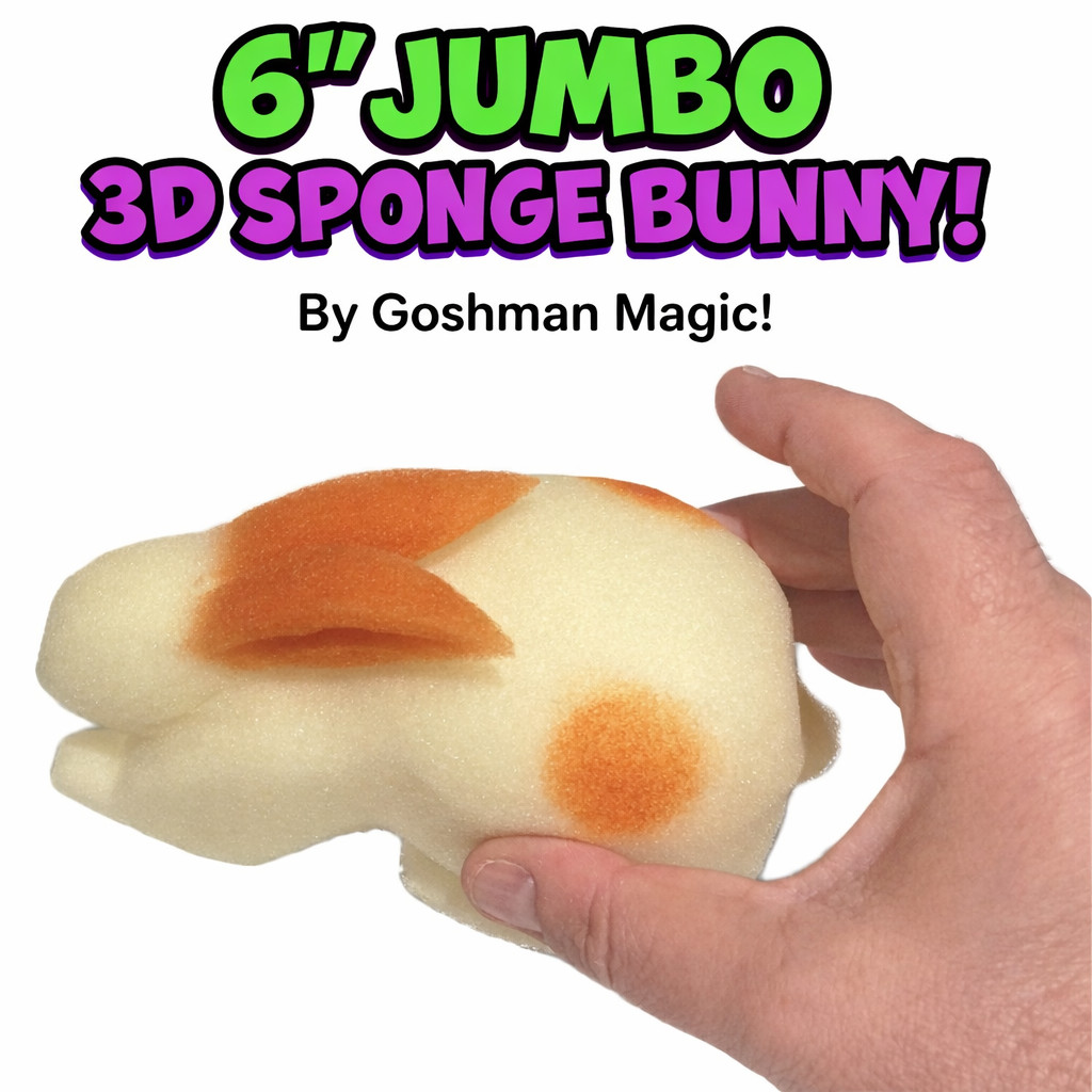 6” Jumbo 3D SPONGE BUNNY 1 Deluxe Goshman Close Up Magic Trick White Foam Rabbit