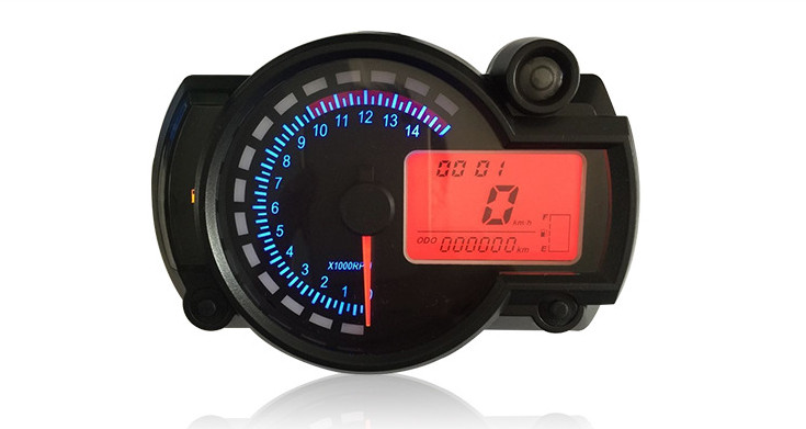 Motorcycle Speedometer Gauge Universal LCD Digit Tachometer Odometer 15000 RMP