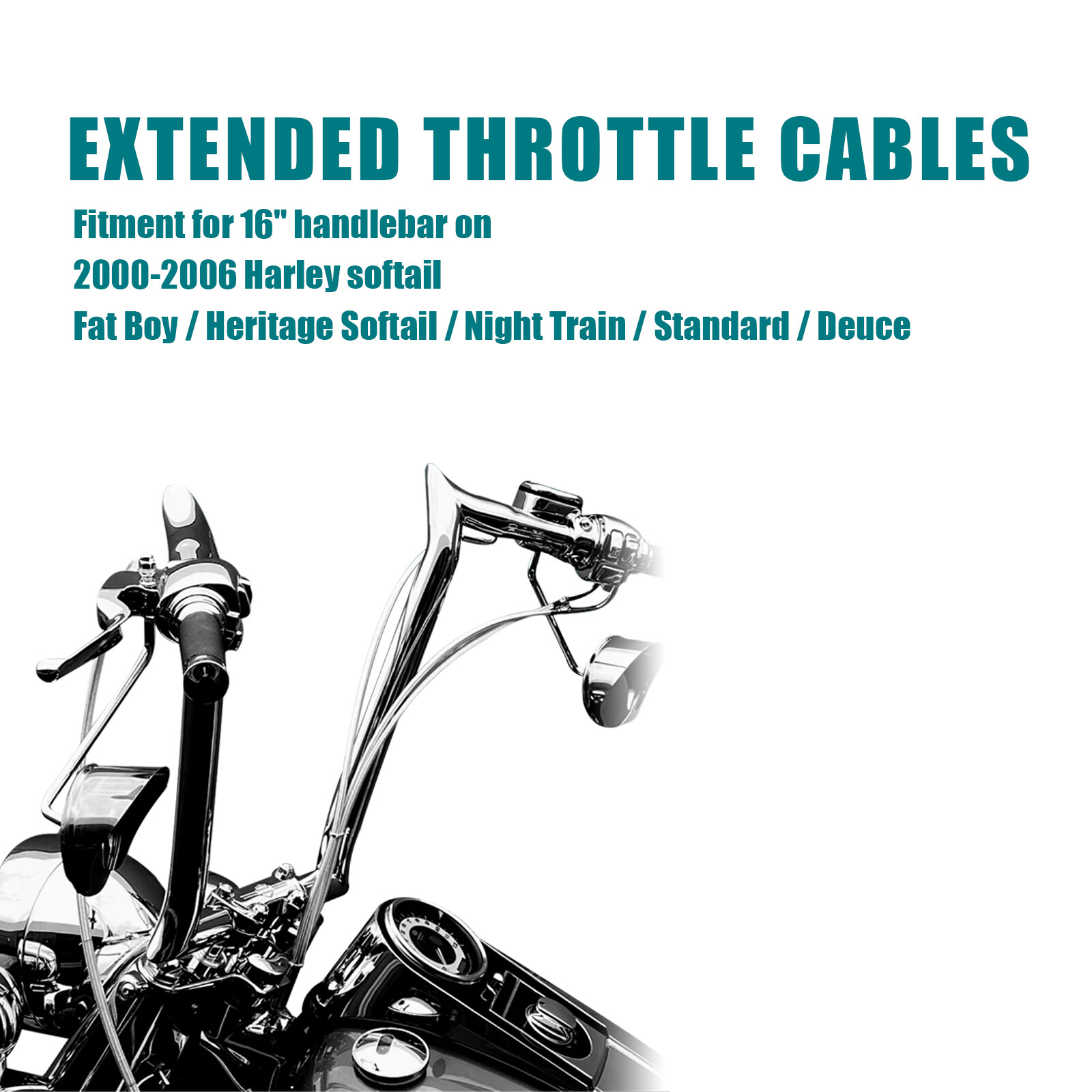 Harley 52.3" Steel Braid Throttle Cable for Softail Fat Boy Heritage 2000-2006