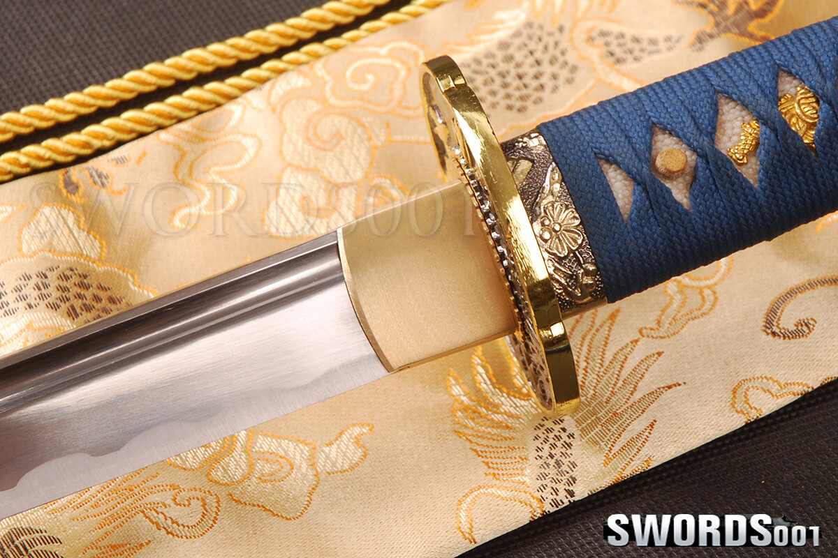 Noble Blue Japanese Wakizashi T10 Carbon Steel Real Sharp Blade Samurai Sword