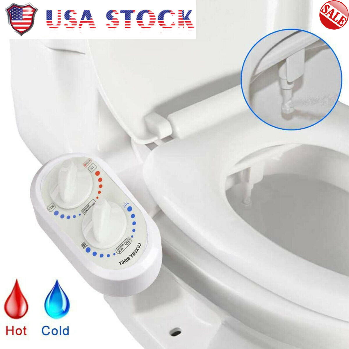 Bidet Fresh Water Spray Kit Non Electric Toilet Seat Attachment Hot Cold Wash