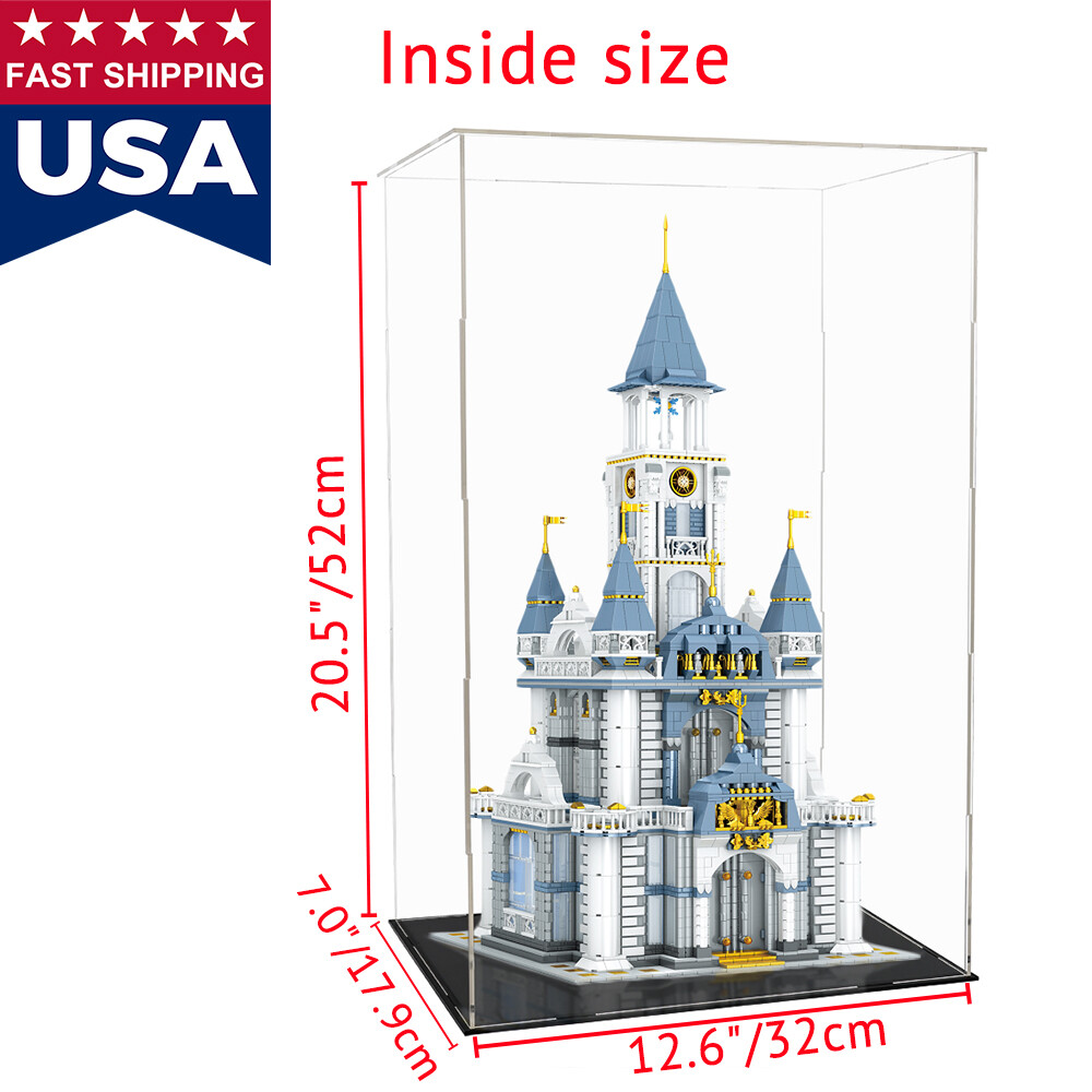 Large Display Case Acrylic Box High Clear Glass for 20'' Tall Dolls Collectibles