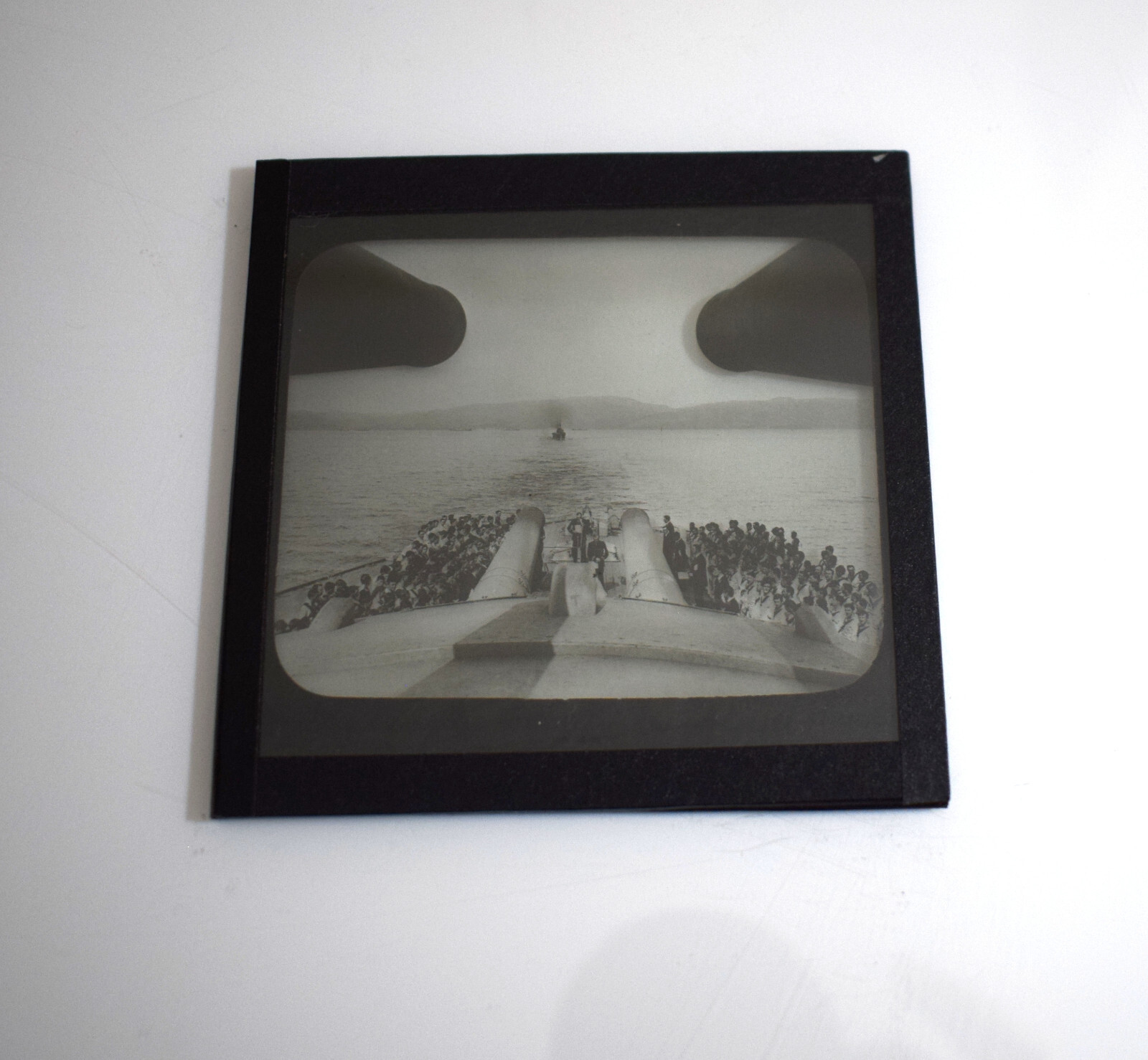 WW1 - A VIEW FROM A BATTLESHIPS GUNS Magic Lantern Slide PHOTO