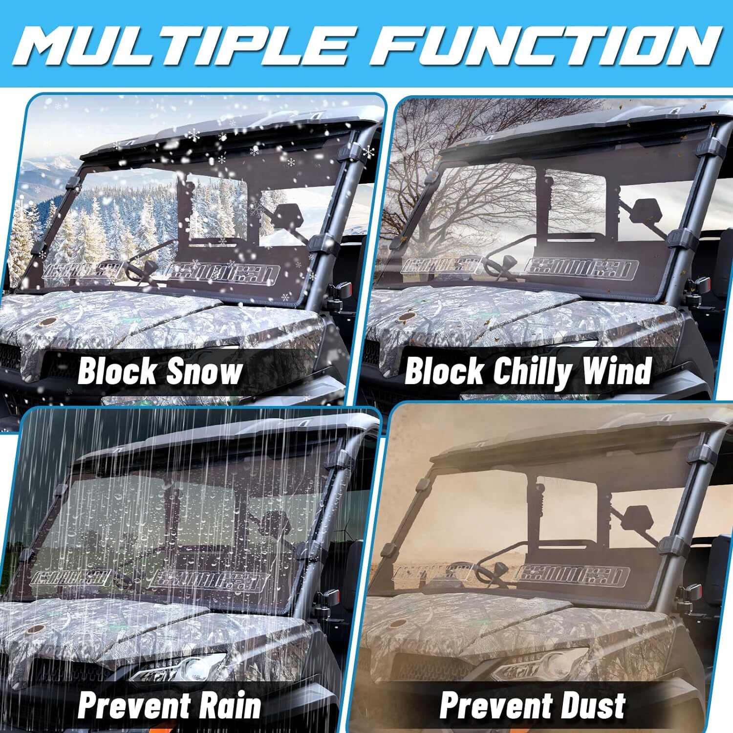 2-In-1 Vented UTV Full Windshield for 2019-2024 CFMOTO UFORCE 1000/1000 Window