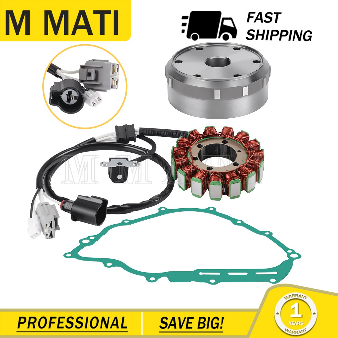 Flywheel Rotor + Stator + Gasket For Yamaha Rhino 700 YXR700 2008 2009 - 2013