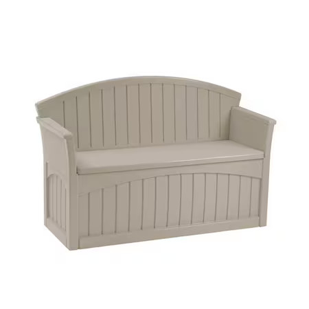 Suncast Pb6700 50 Gal Resin Patio Storage Bench, Light Taupe