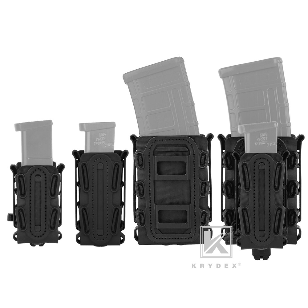 KRYDEX Soft Shell Mag Pouch Magazine Carrier with Clip for 5.56mm 7.62mm 9mm Mag