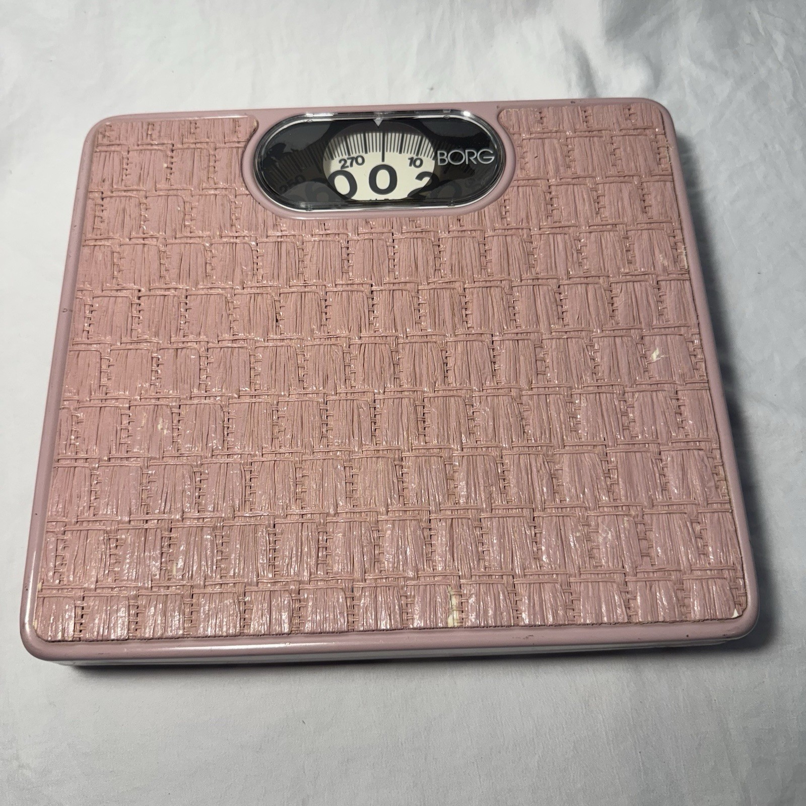 Vintage BORG Bathroom Scale Pink Lilac Woven Working