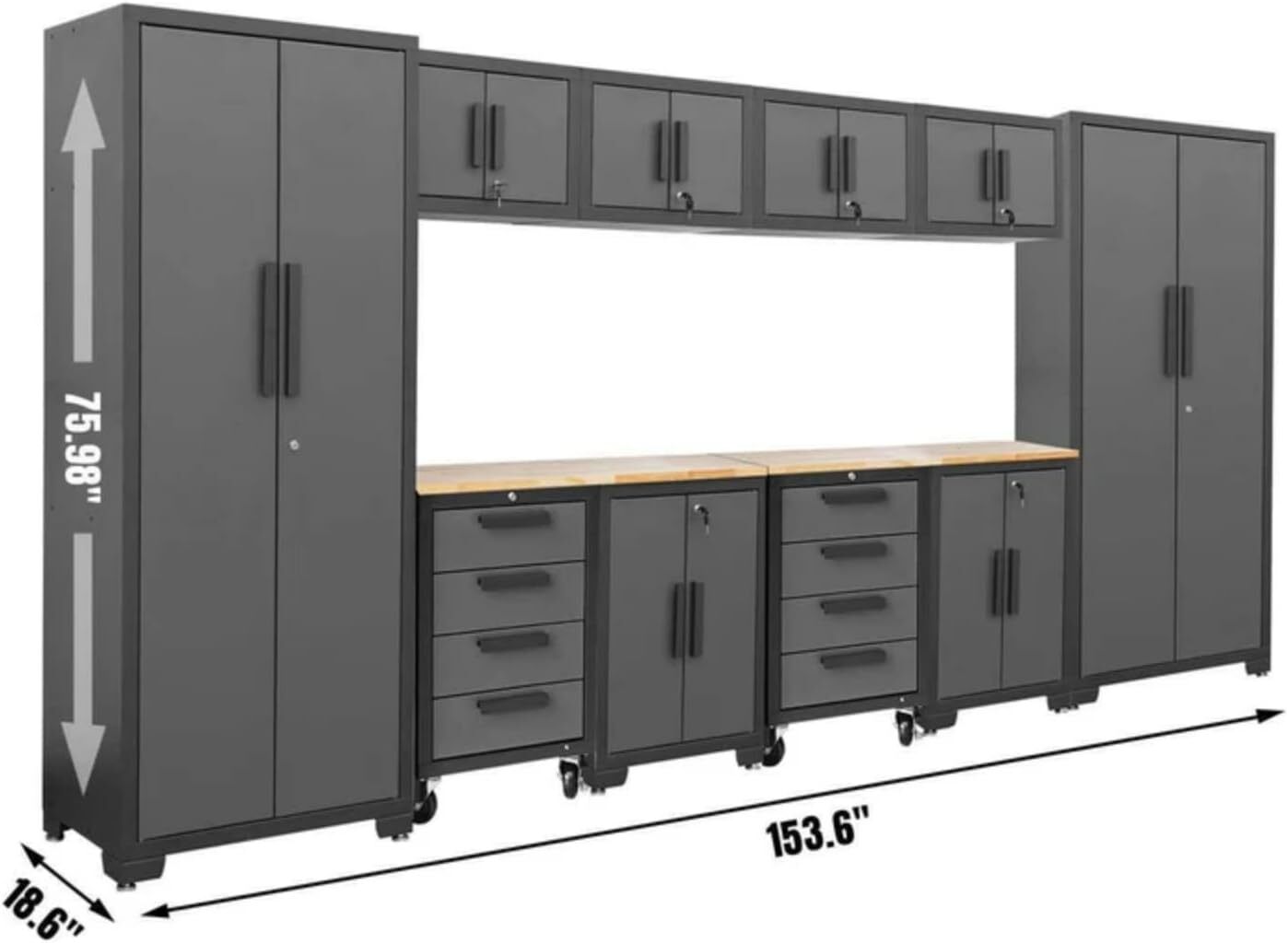 Garage Storage Cabinet System 12 Pcs Garage Workshop Set W/Steel Cabinet Drawers