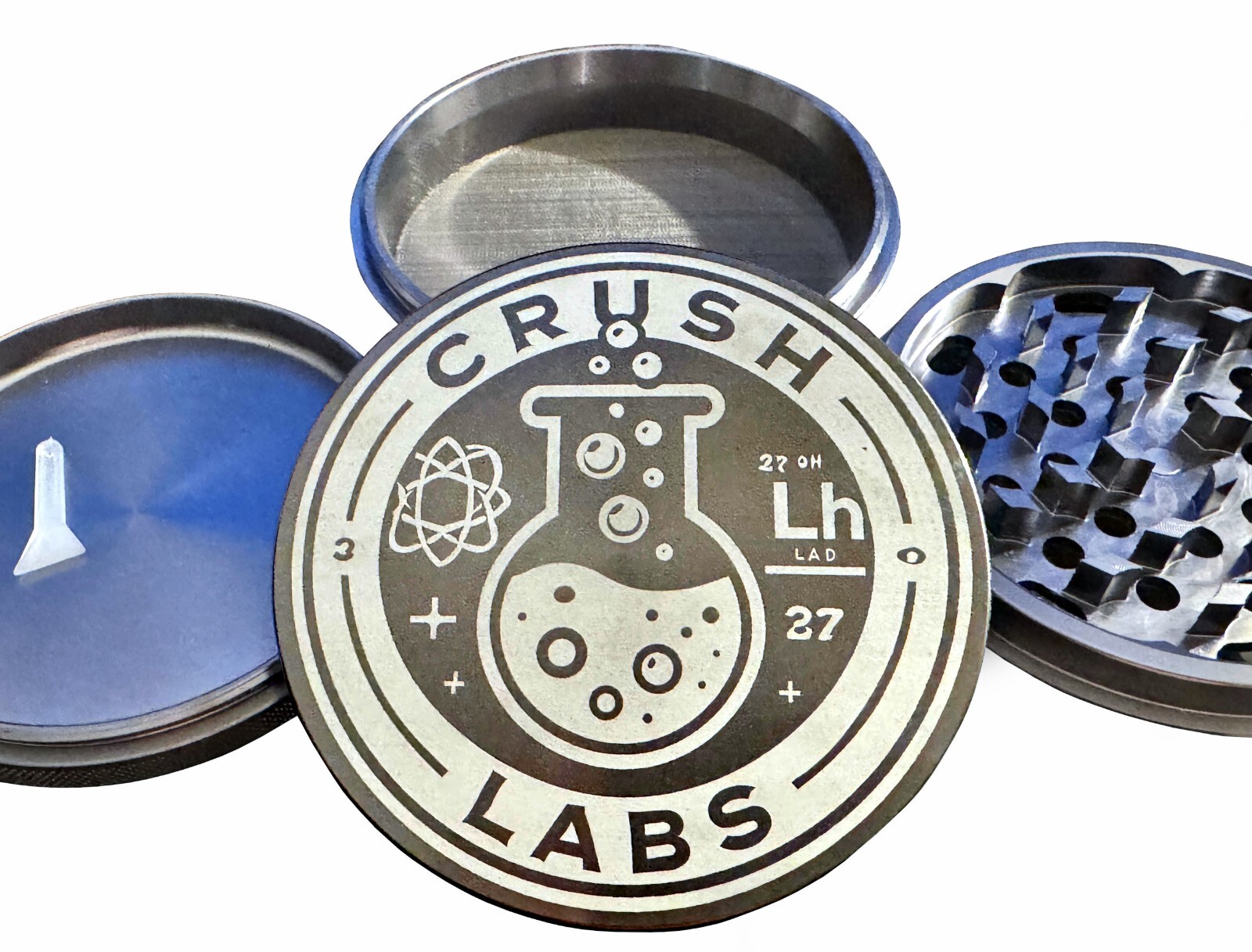 CRUSH LABS 4PC 4"-Inch (100mm) Aluminum Herb Grinder – GUNMETAL Anodized Quality