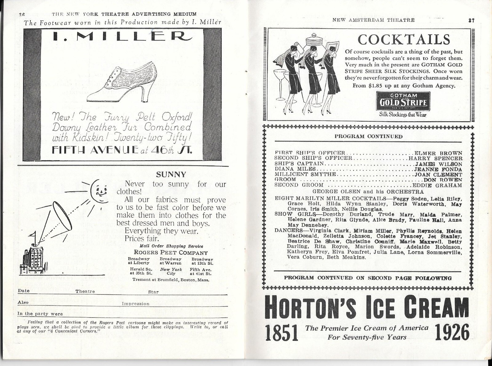 1926 New Amsterdam Theatre NY Playbill "Sunny" Marilyn Miller