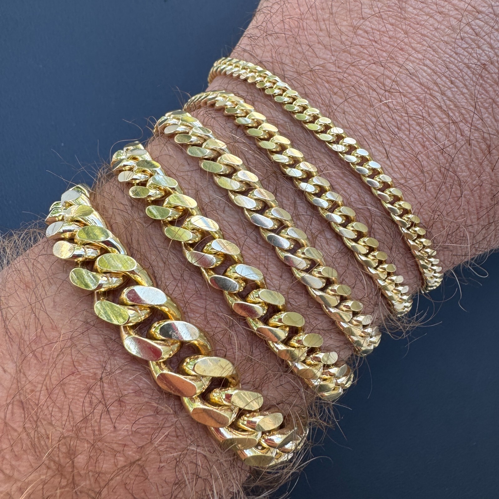 Mens Real Solid 14k Gold Vermeil 925 Silver Miami Cuban Bracelet 4-10mm 6.5-9"