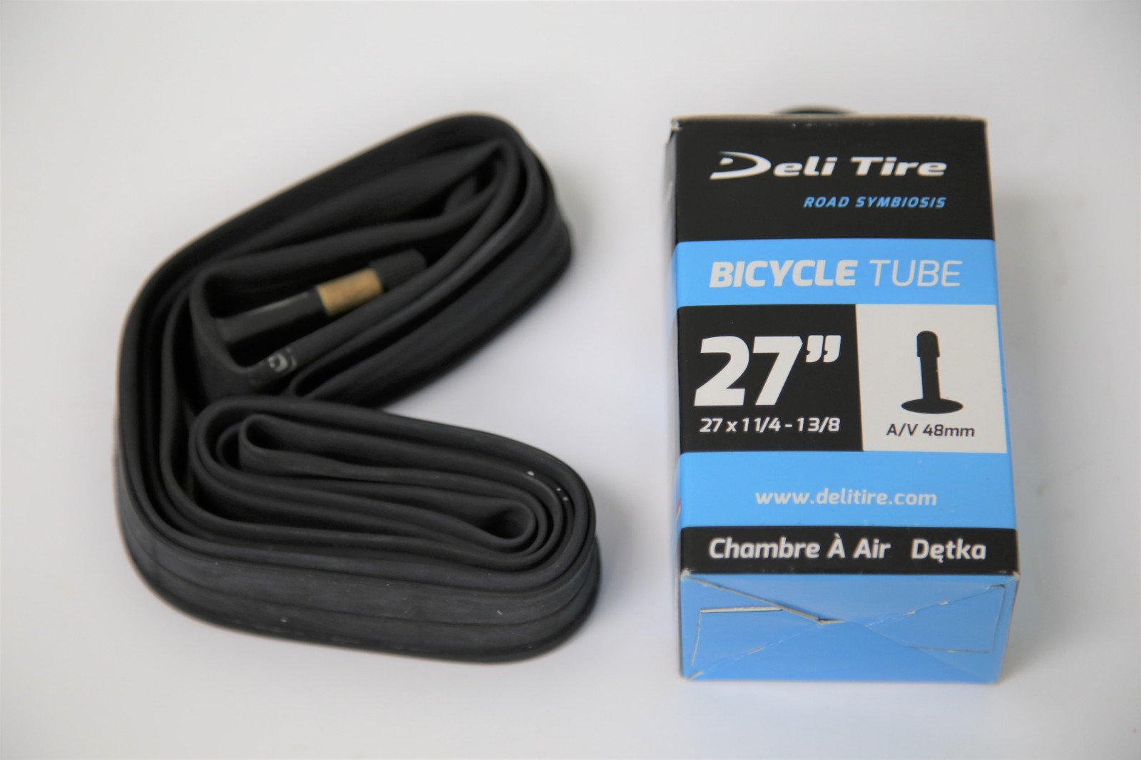 Deli 27" x 1 1/4" - 1 3/8" Road Bicycle Inner Tube 48mm Schrader Valve
