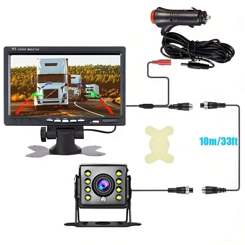 7" Monitor Rear View Backup Camera Night Vision System for RV Truck Bus VAN US