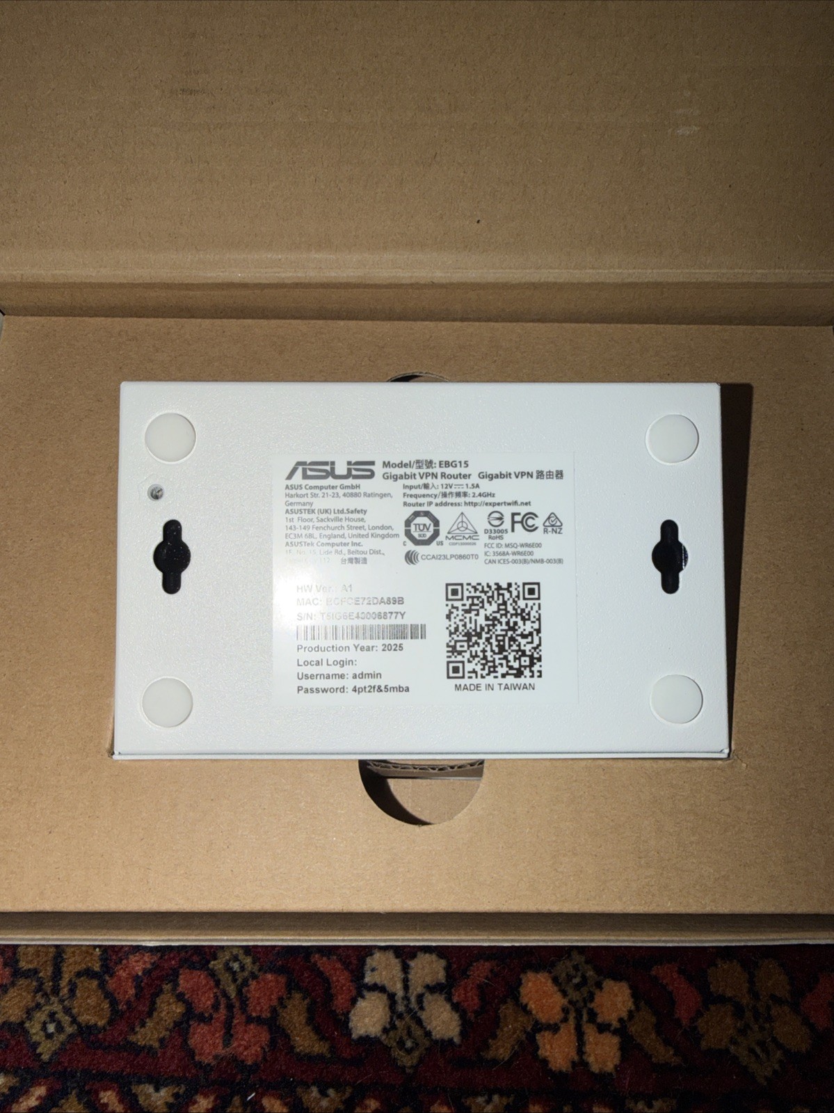 ASUS ExpertWiFi EBG15 Gigabit VPN Wired Router